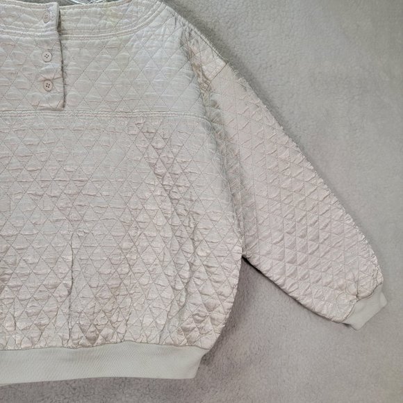 Vintage Tangiers Ivory Satin Shiny Quilted Puffer Unique Street Cropped Sweater - Picture 12 of 16